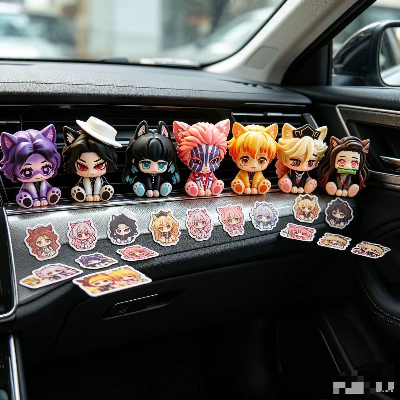 Car Accessories Etsy - Demon Slayer schattig chibi-figuurtje auto-ornament, mini-formaat,
