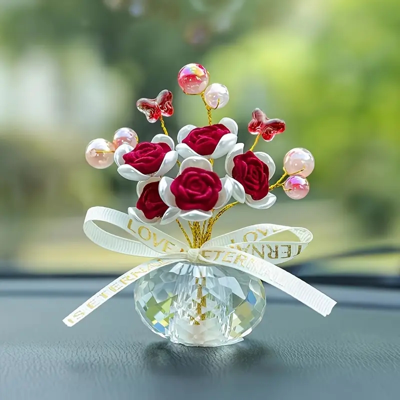 Car Accessories Walmart - 1PC kristalglas roos dashboard ornament -