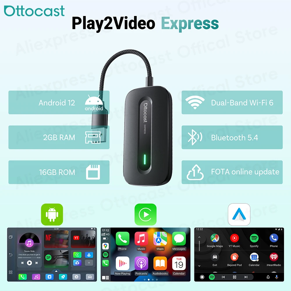 Car Accessories Youtube - OTTOCAST Play2Video Express draadloze CarPlay draadloze