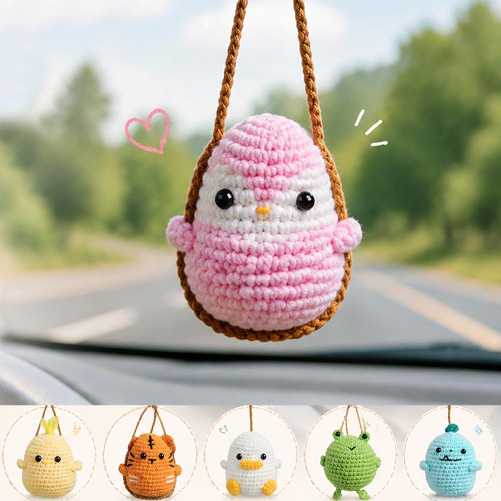 Car Accessories Mirror Hanging - Auto Cartoon Hangende Handgemaakte Gehaakte Dieren