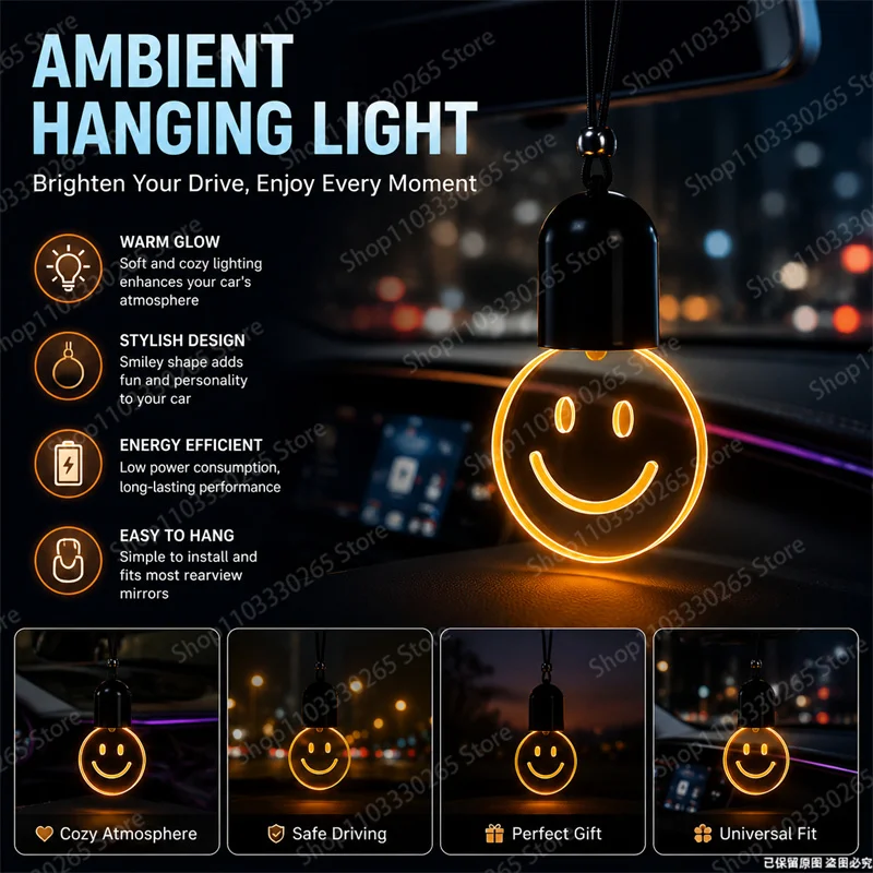 Car Accessories Mirror Hanging - 1 stuks perfect cadeau schattig smiley-gezicht