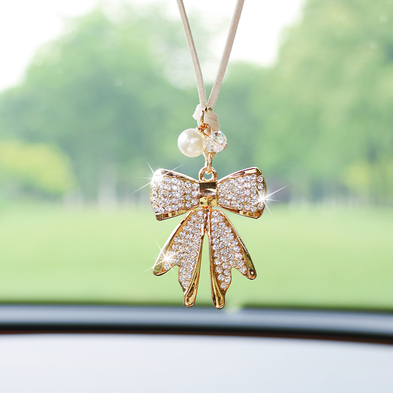 Car Accessories Mirror Hanging - Mode diamanten versierde vlinderdas auto achteruitkijkspiegel